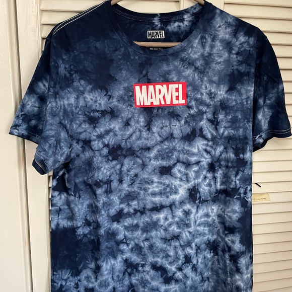 Marvel Navy Tie-Dye Tee with Red Logo - Picture 1 of 3